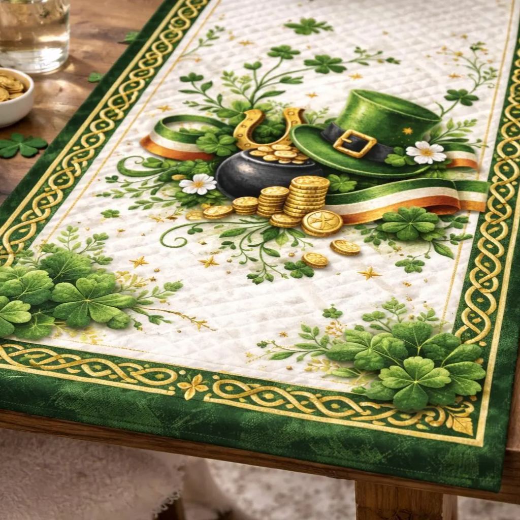 Lucky Irish St.Patrick Day Quilted Table Runner TC1002