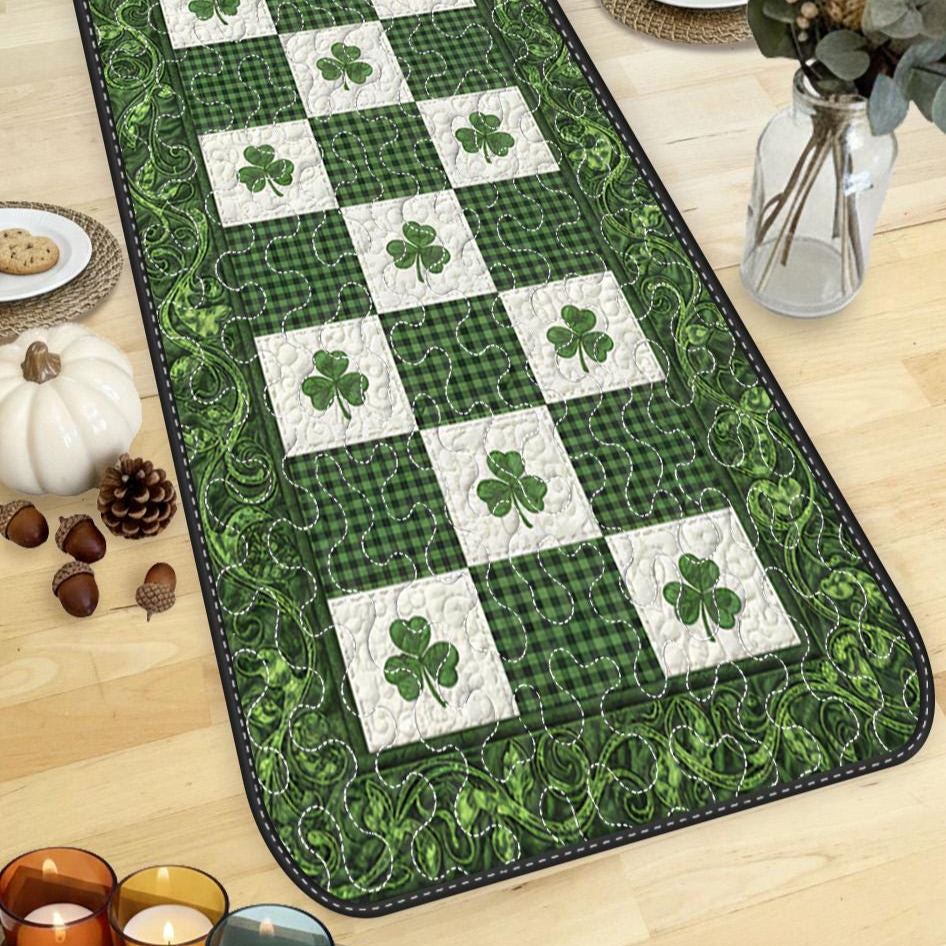 [Copy]Shamrock Clover St.Patrick Day Quilted Table Runner Irish Celtic Dining Table TC1005