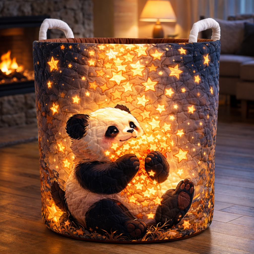 Star Panda Quilted Laundry Basket