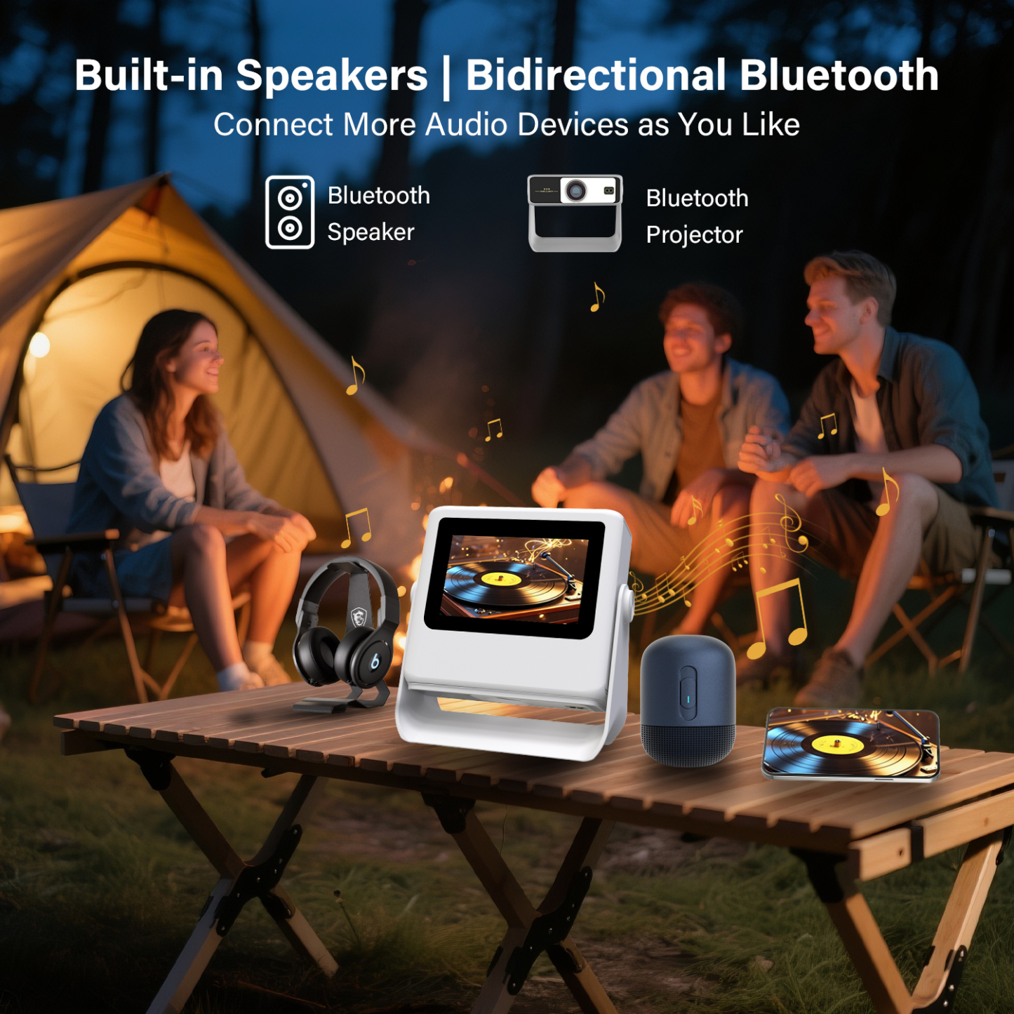 4k Support Projector with WiFi and Bluetooth,TouchScreen Portable Outdoor Smart Projector Auto Focus & Touch Control, Built-in 1,000+ Apps Native 1080P Mini Portable Movie Proyector for Home Theater