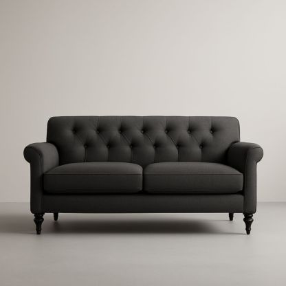 Canapé 2 places tissu Gris Foncé pieds bois