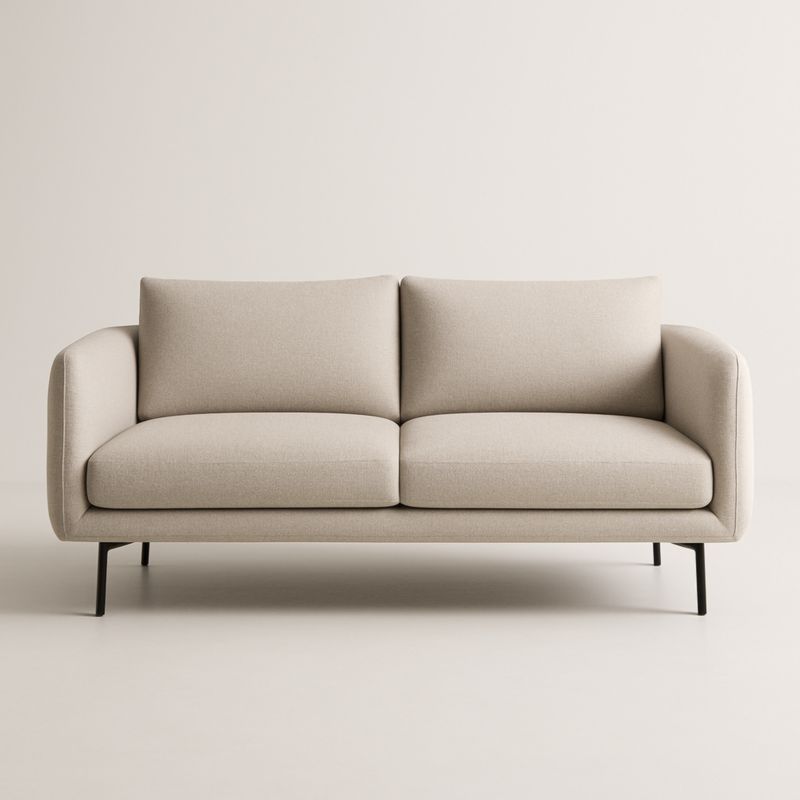 Canapé 2 Places Tissu Beige avec Pieds en Métal
