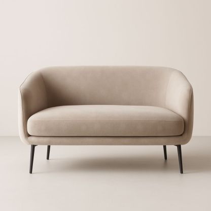 Canapé 2 places en velours beige avec pieds en métal 150 cm