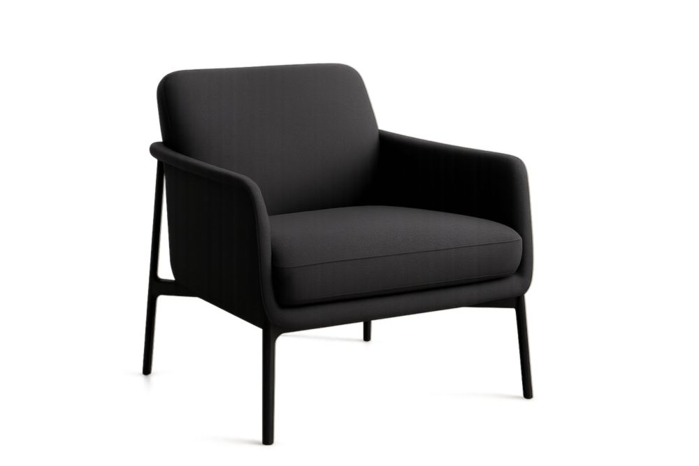 Fauteuil noir en MDF et tissu polyester avec pieds acier – 80×72×78 cm