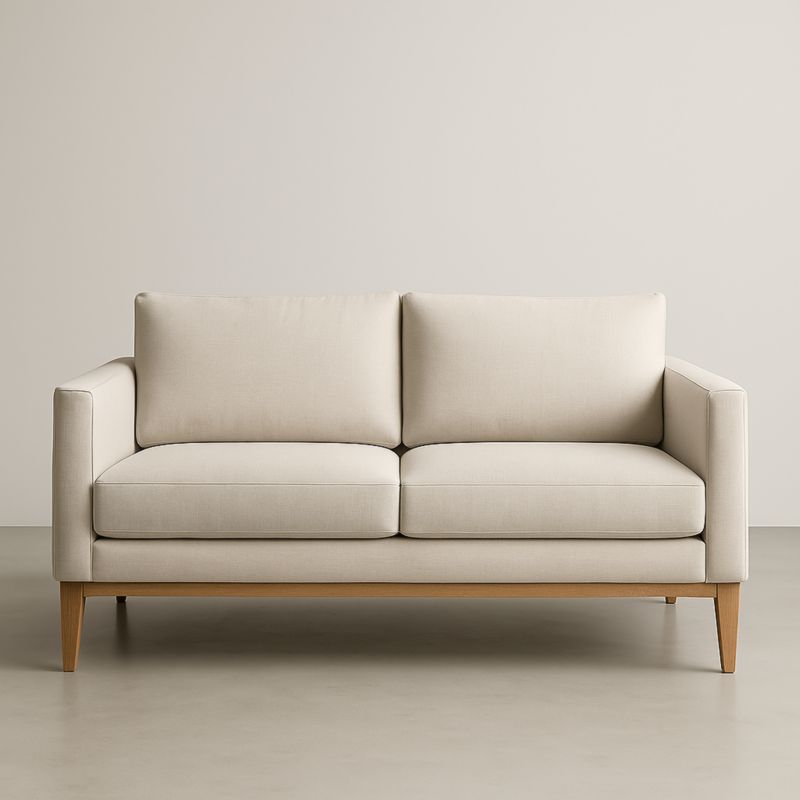 Canapé 2 places tissu beige bois massif