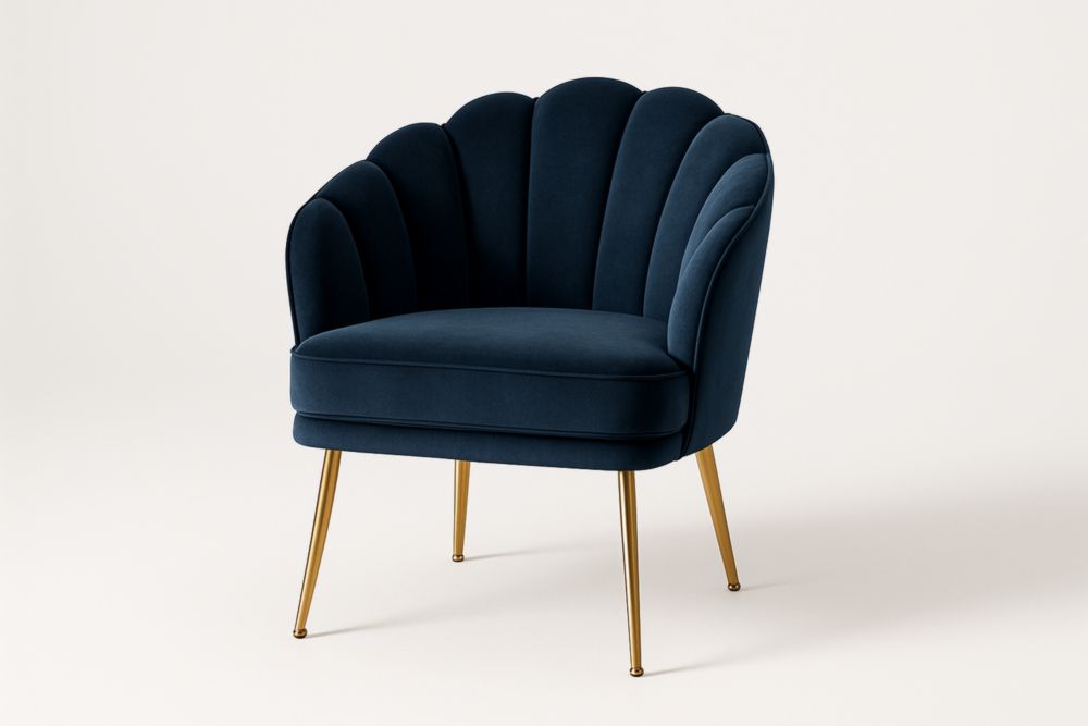 Fauteuil en polyester avec pieds acier doré – 70×70×75 cm