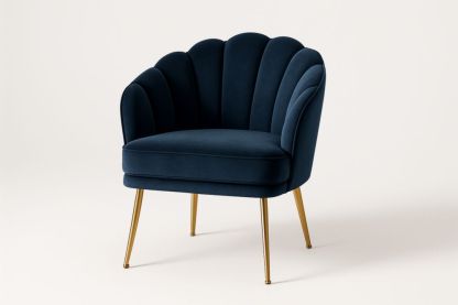 Fauteuil en polyester avec pieds acier doré – 70×70×75 cm