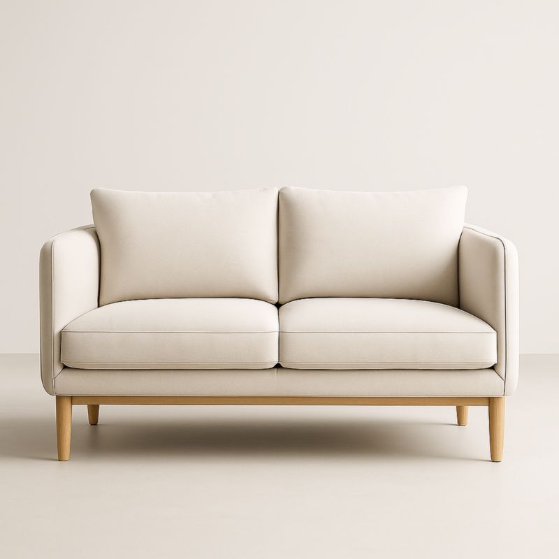 Canapé 2 places tissu beige bois massif