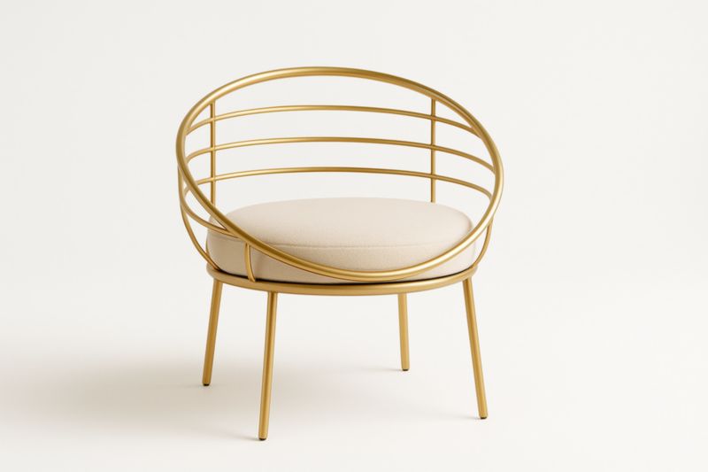 Fauteuil doré structure acier coussin beige 70 x 70 x 80 cm polyester mousse