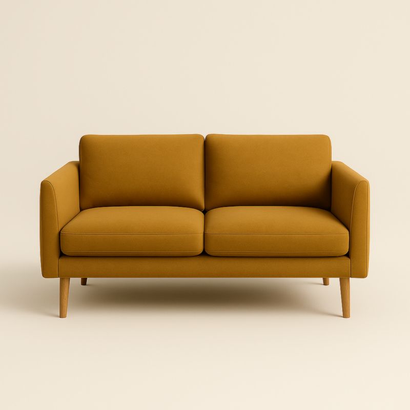 Canapé 2 places tissu coton 150 cm Jaune