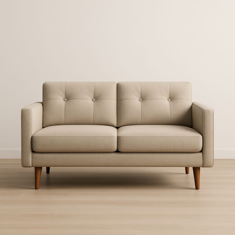 Canapé 2 Places Tissu Polyester Pieds Bois