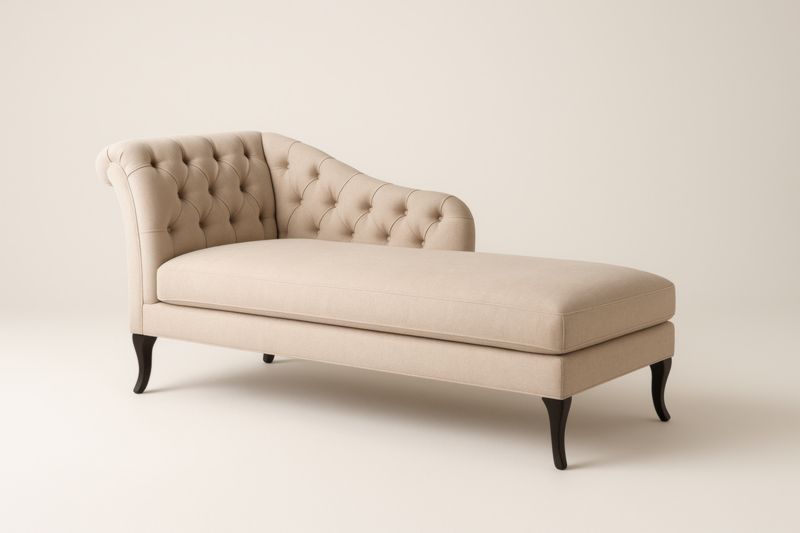 Méridienne beige 180 x 80 x 90 cm tissu polyester mousse panneaux bois pieds hêtre