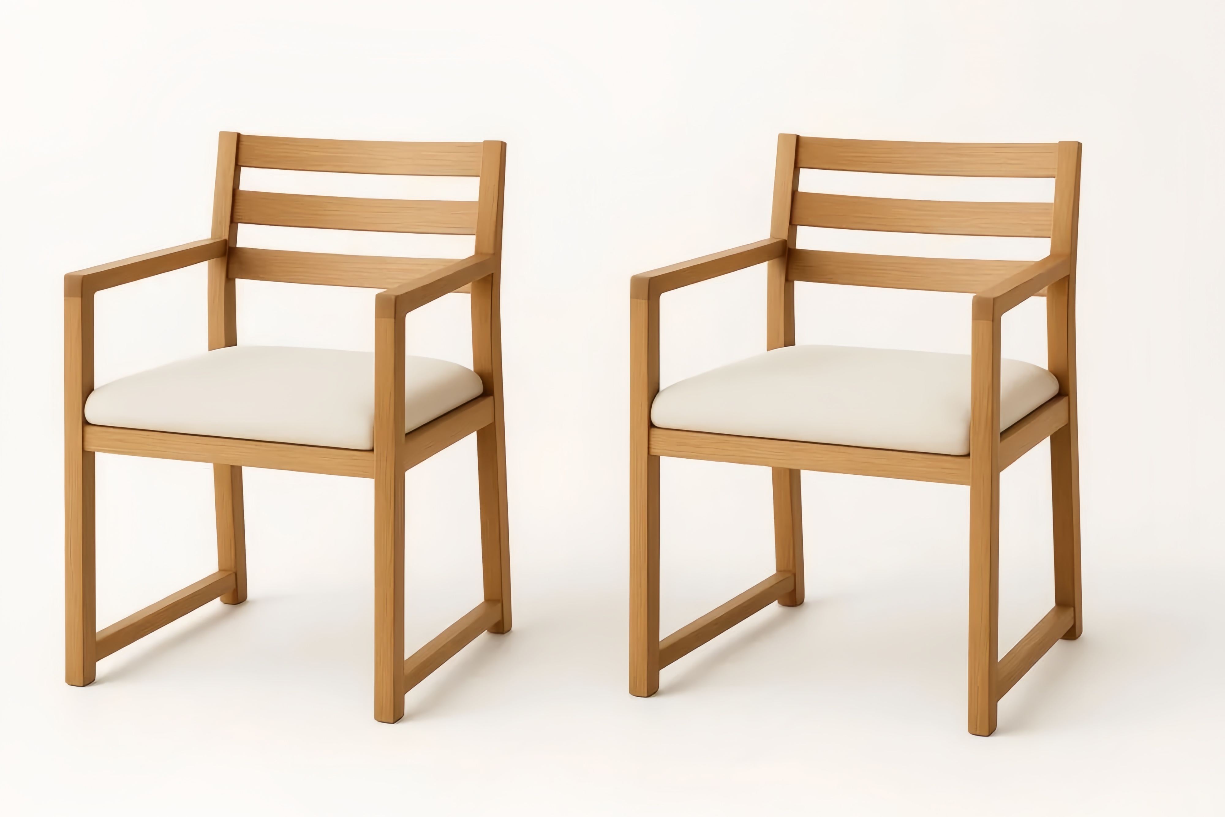 Set di 2 sedie in legno massello con seduta in tessuto Poliestere Bianco