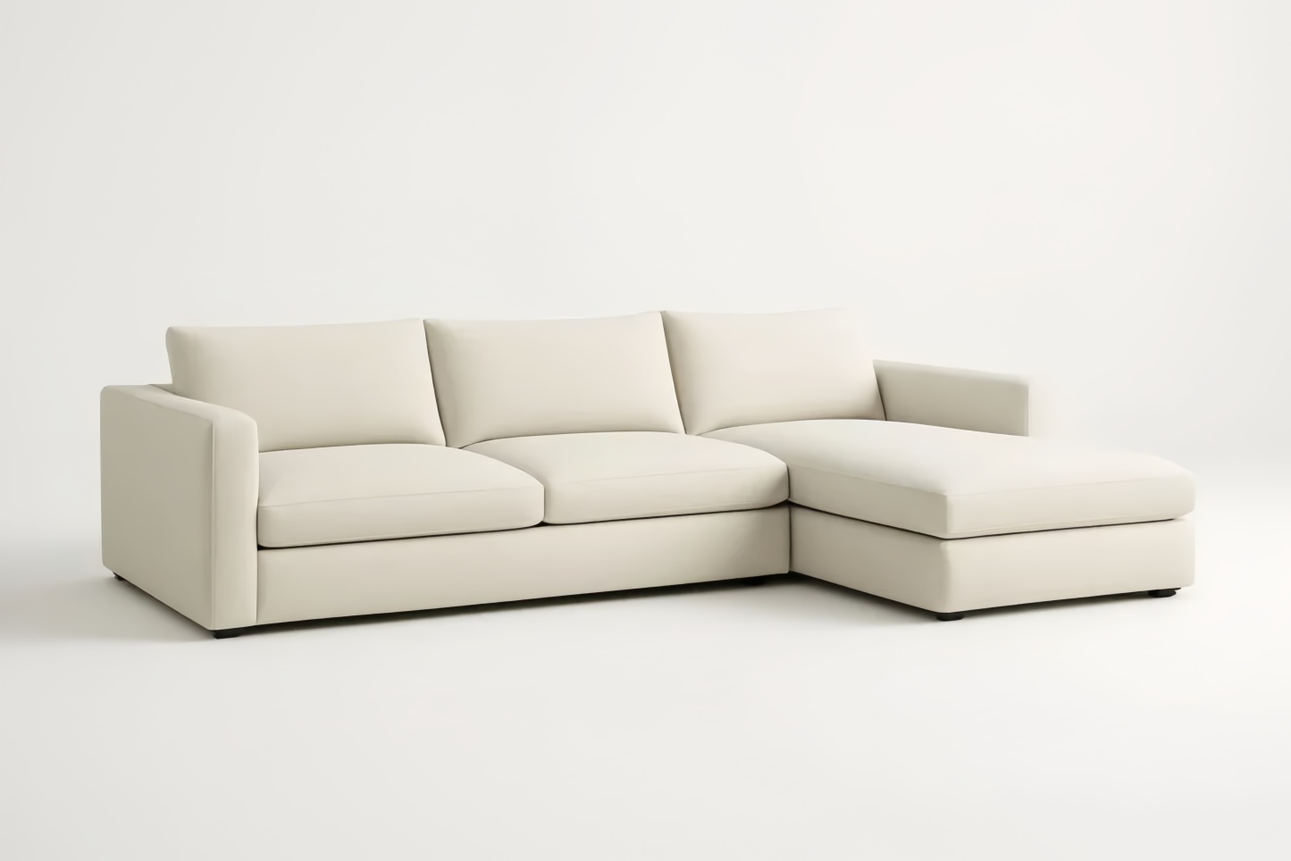 Divano a L con Chaise Longue in Tessuto Beige