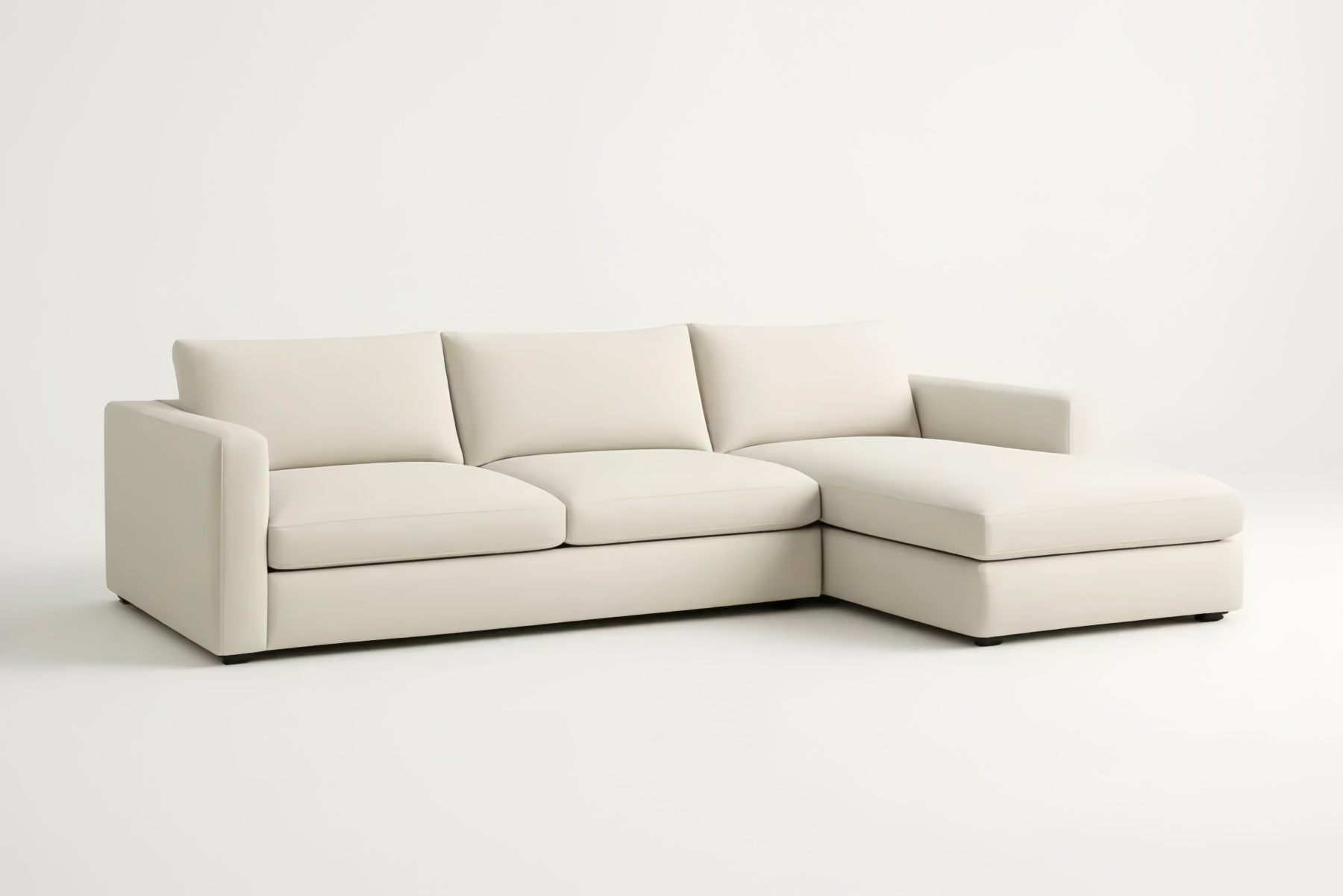 Divano a L con Chaise Longue in Tessuto Beige