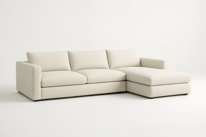 Divano a L con Chaise Longue in Tessuto Beige