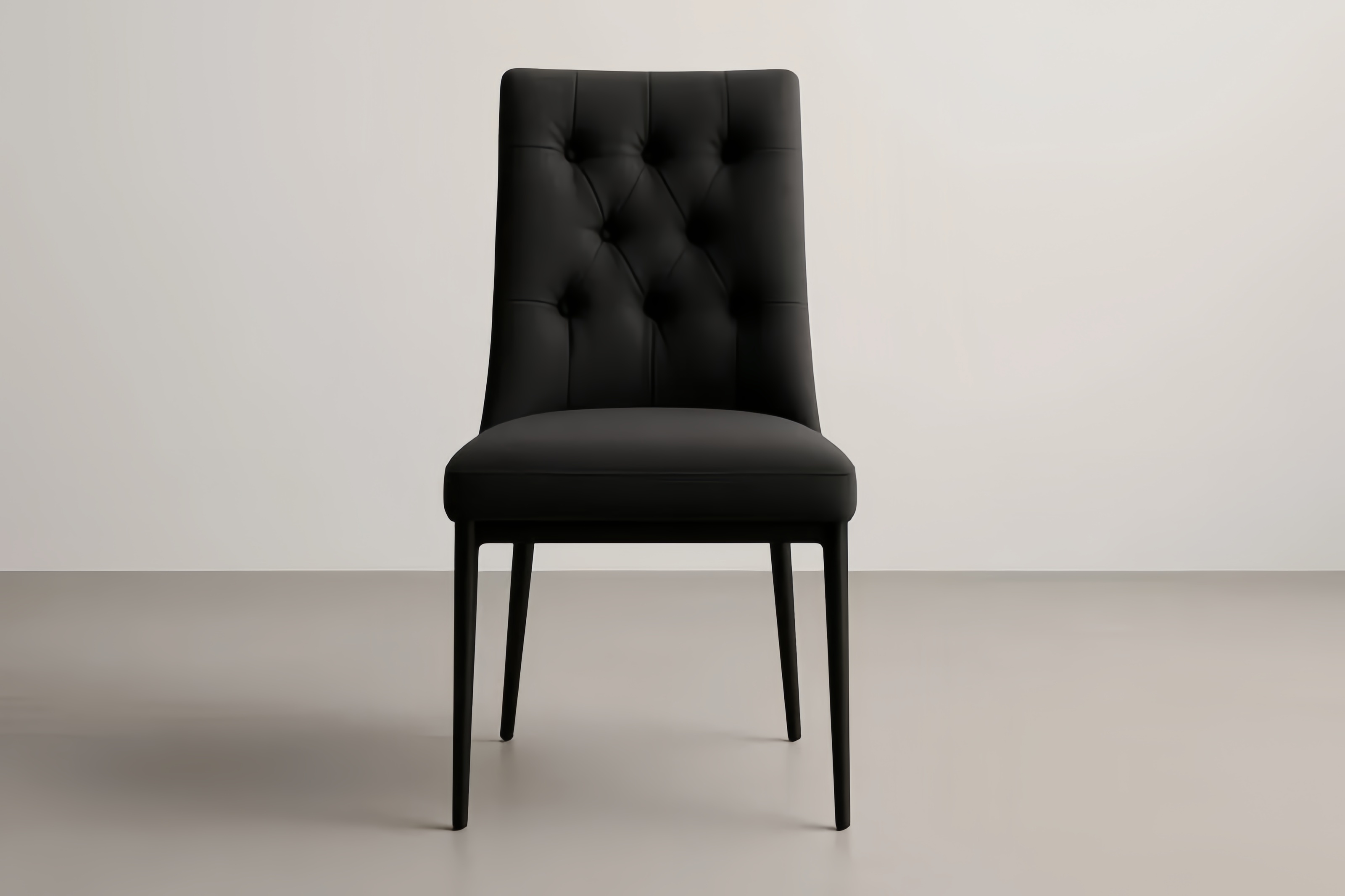 Sedia da Pranzo in Tessuto Poliestere Nero con Gambe in Acciaio