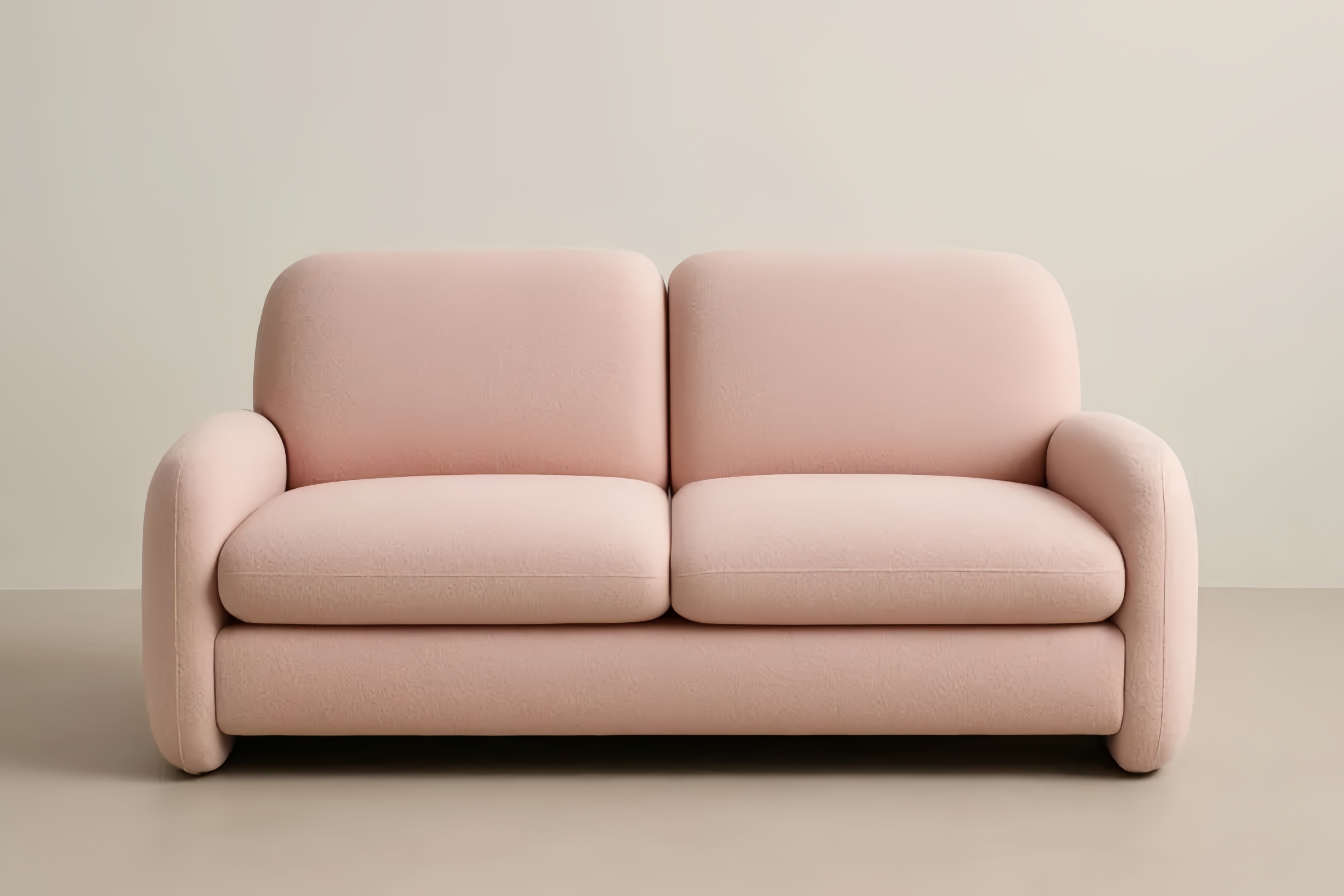 Divano 2 Posti in Tessuto Bouclé Rosa