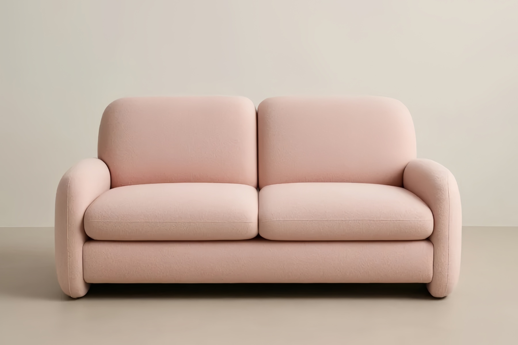 Divano 2 Posti in Tessuto Bouclé Rosa