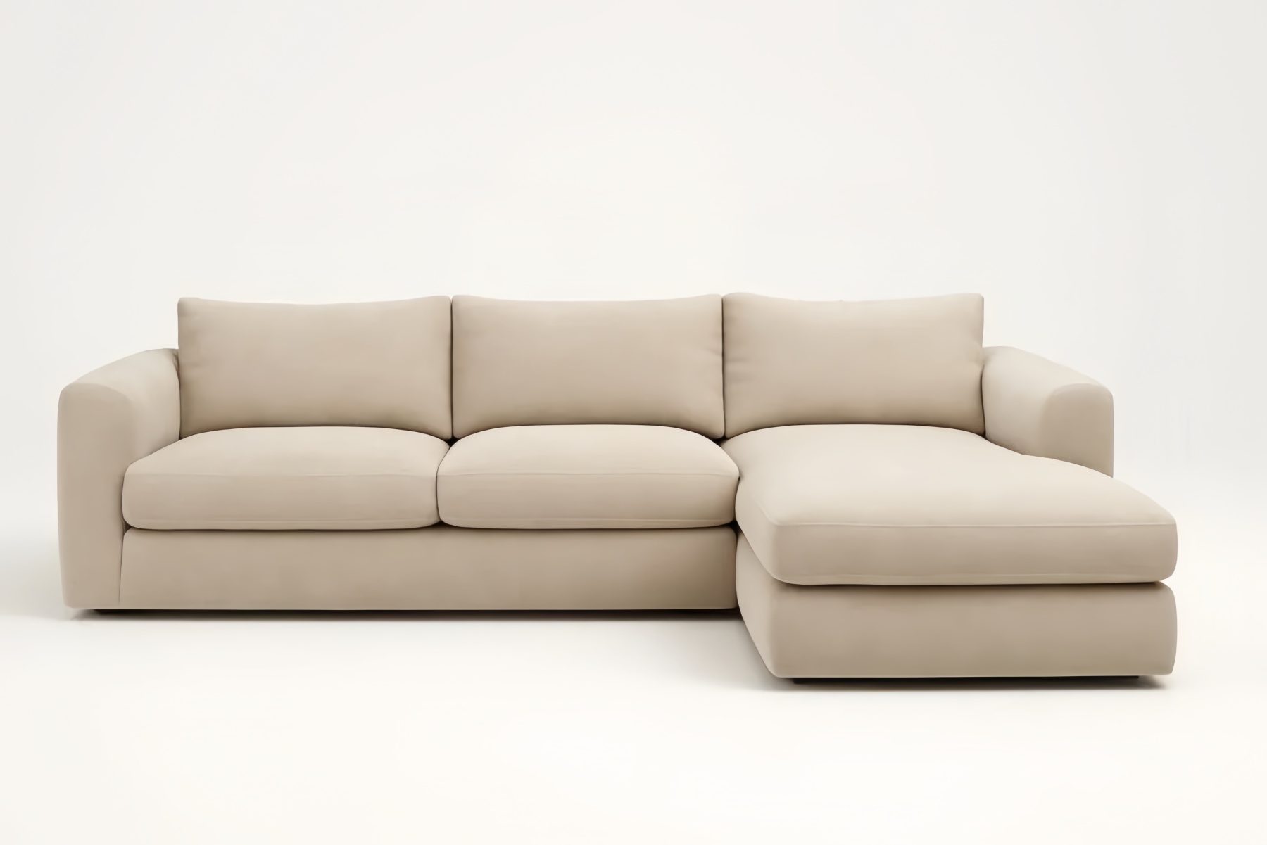 Divano ad Angolo in Tessuto Beige con Chaise Longue