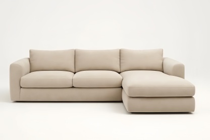 Divano ad Angolo in Tessuto Beige con Chaise Longue