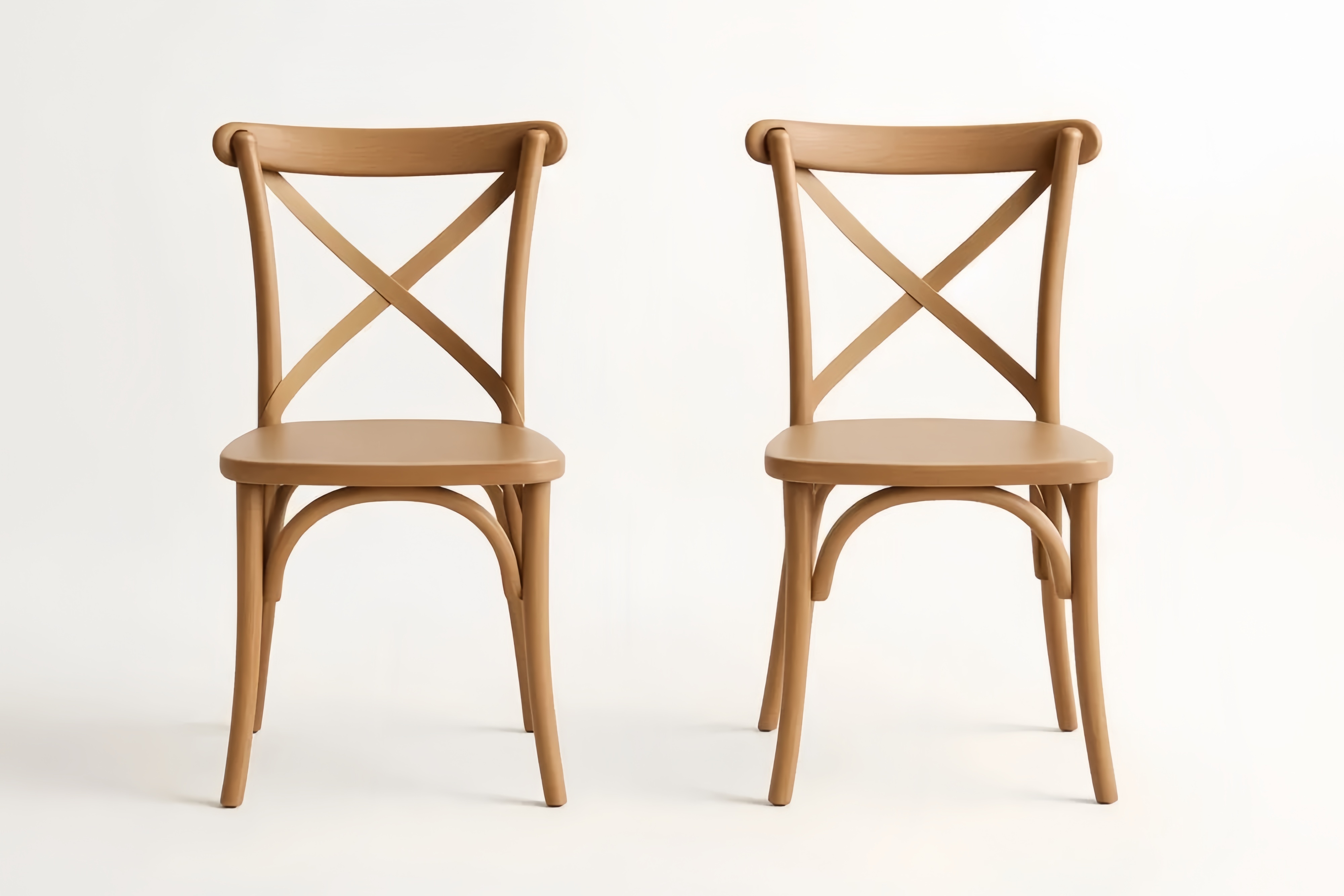 Set di 2 sedie in legno massello marrone con schienale incrociato