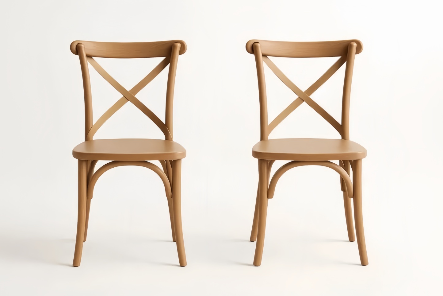 Set di 2 sedie in legno massello marrone con schienale incrociato