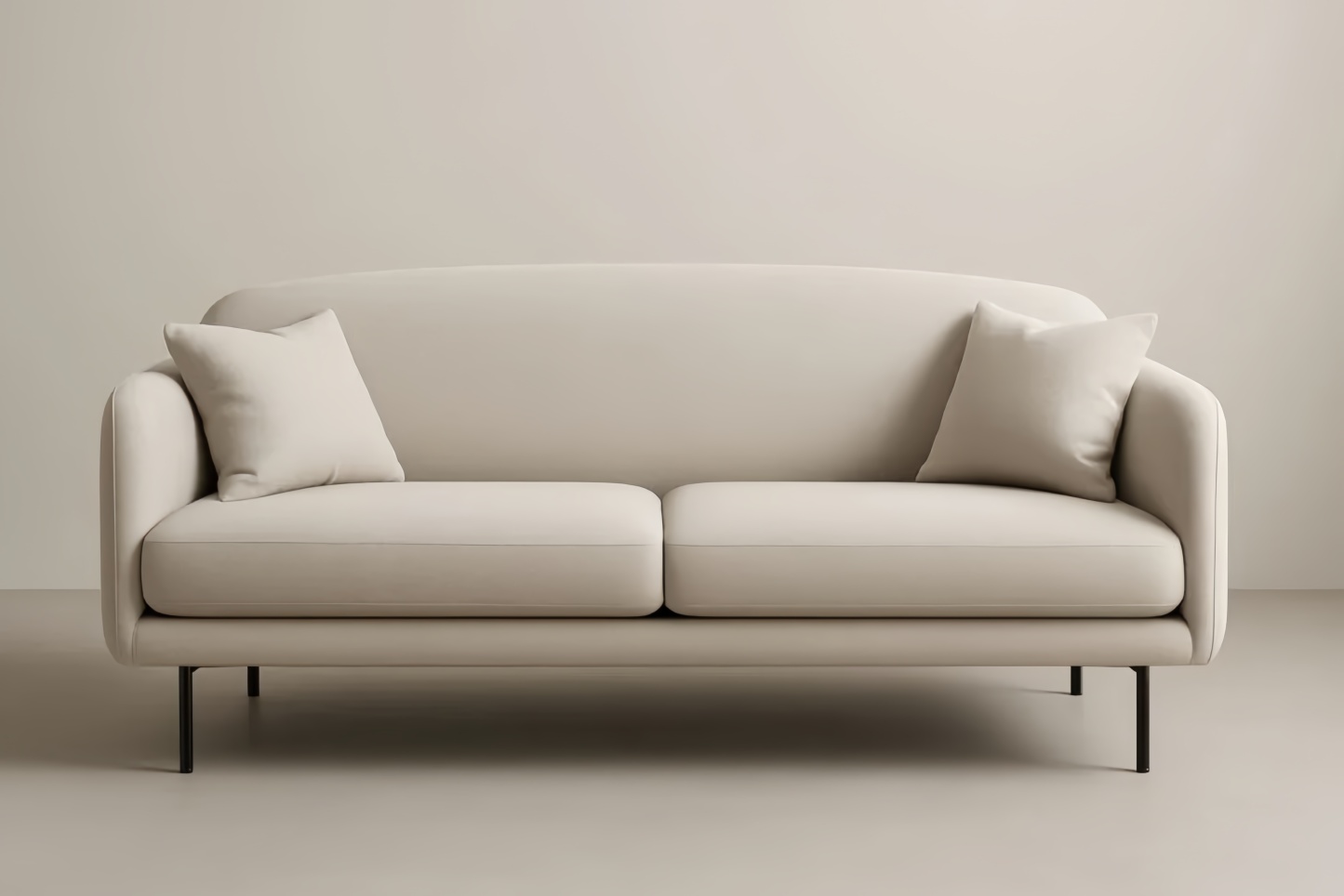 Divano in Tessuto Crema 2 Posti con Gambe in Metallo