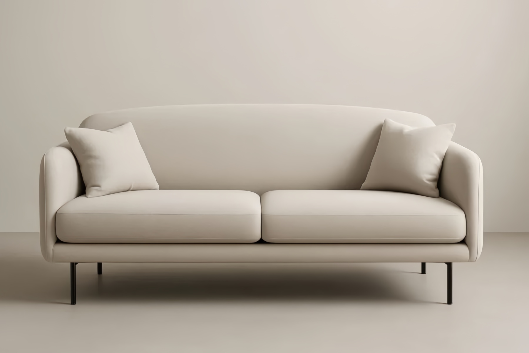 Divano in Tessuto Crema 2 Posti con Gambe in Metallo