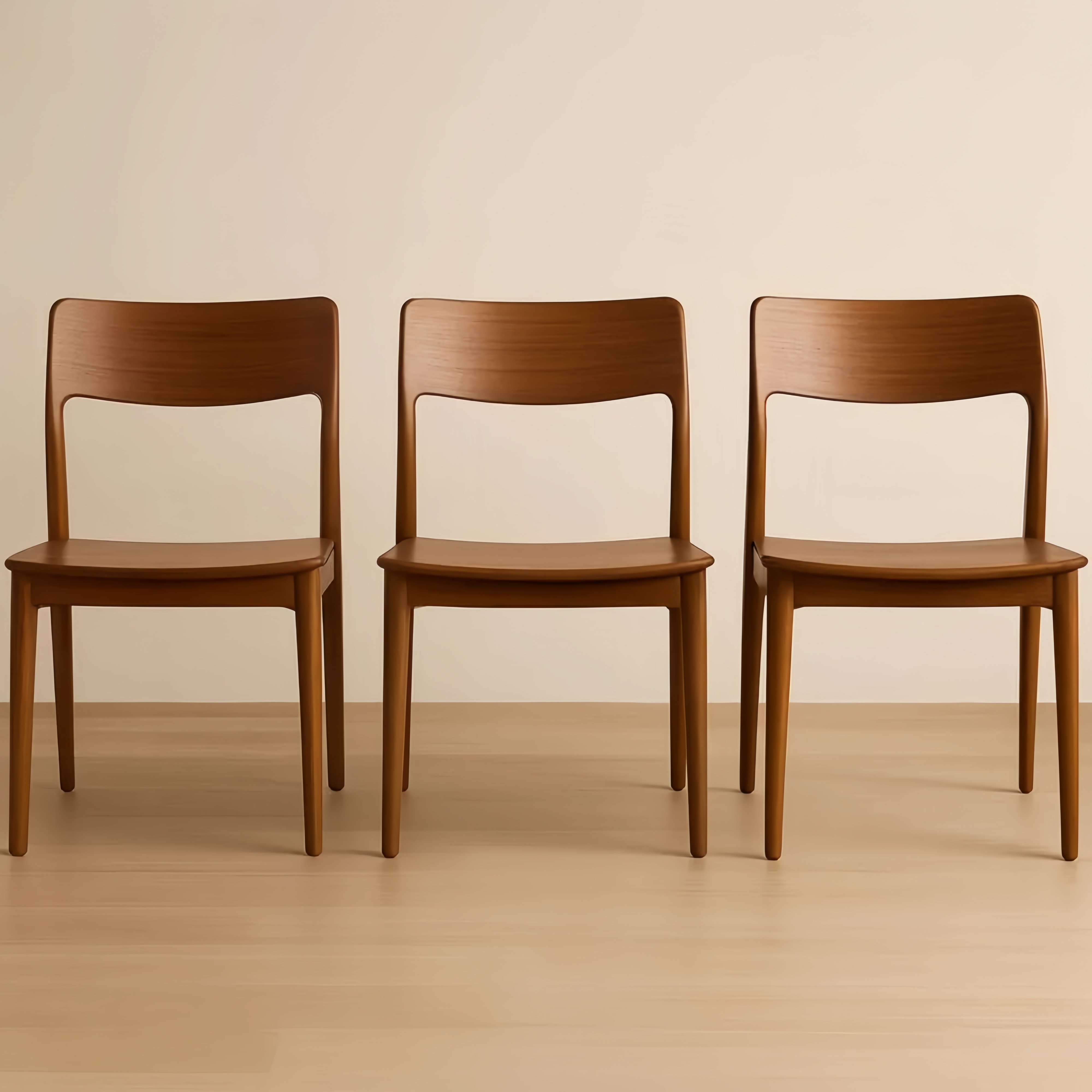 Set di 3 Sedie in Legno Marrone