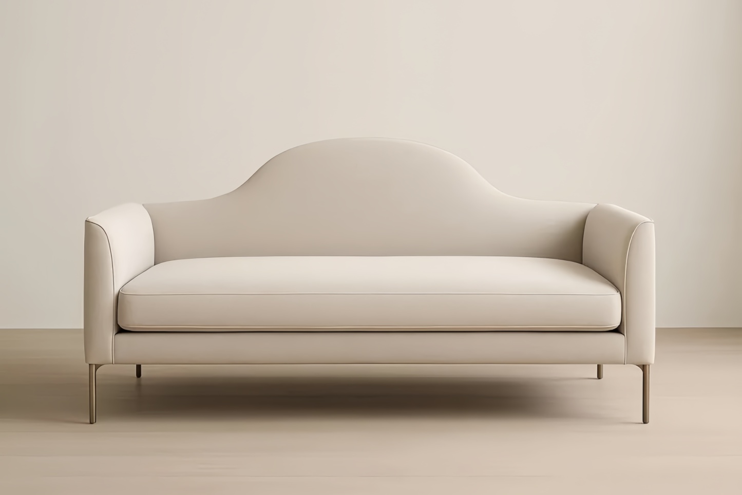 Divano in Tessuto Crema con Gambe in Metallo