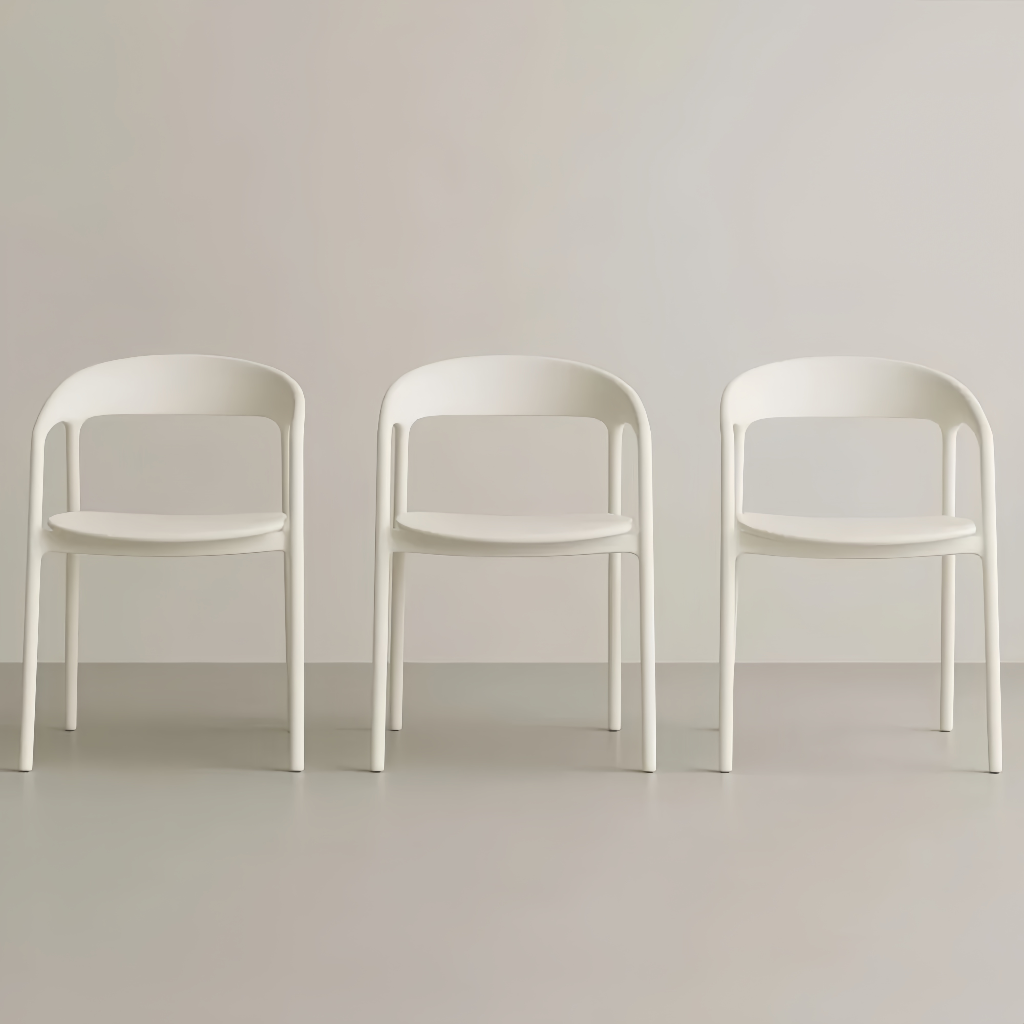 Set di 3 Sedie in Plastica Bianco 75x55x53 cm