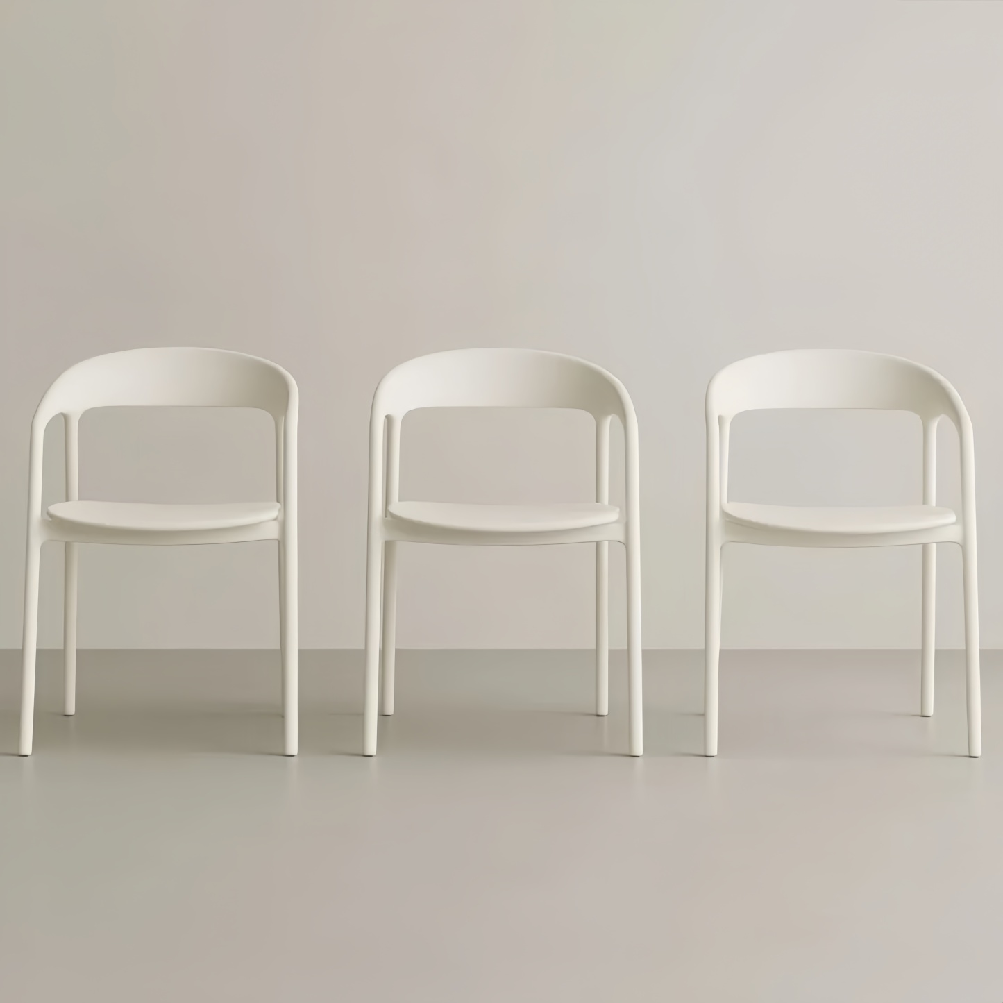 Set di 3 Sedie in Plastica Bianco 75x55x53 cm