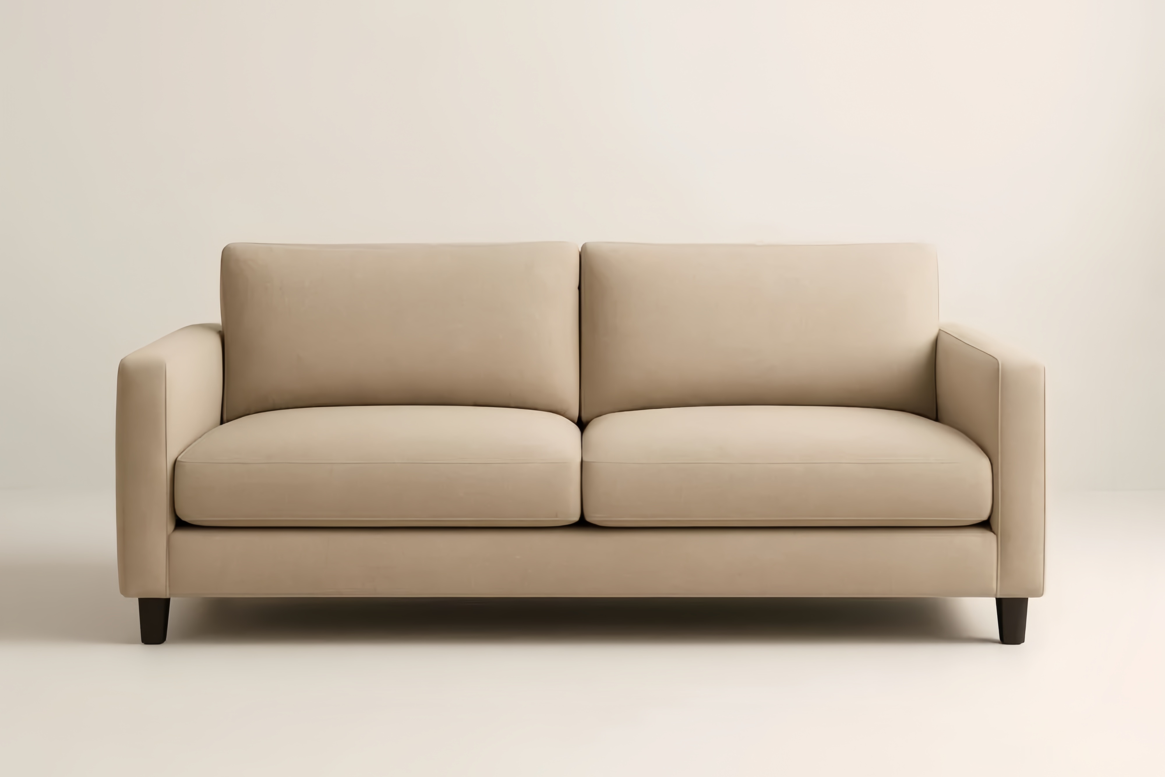 Divano due posti tessuto poliestere beige struttura legno