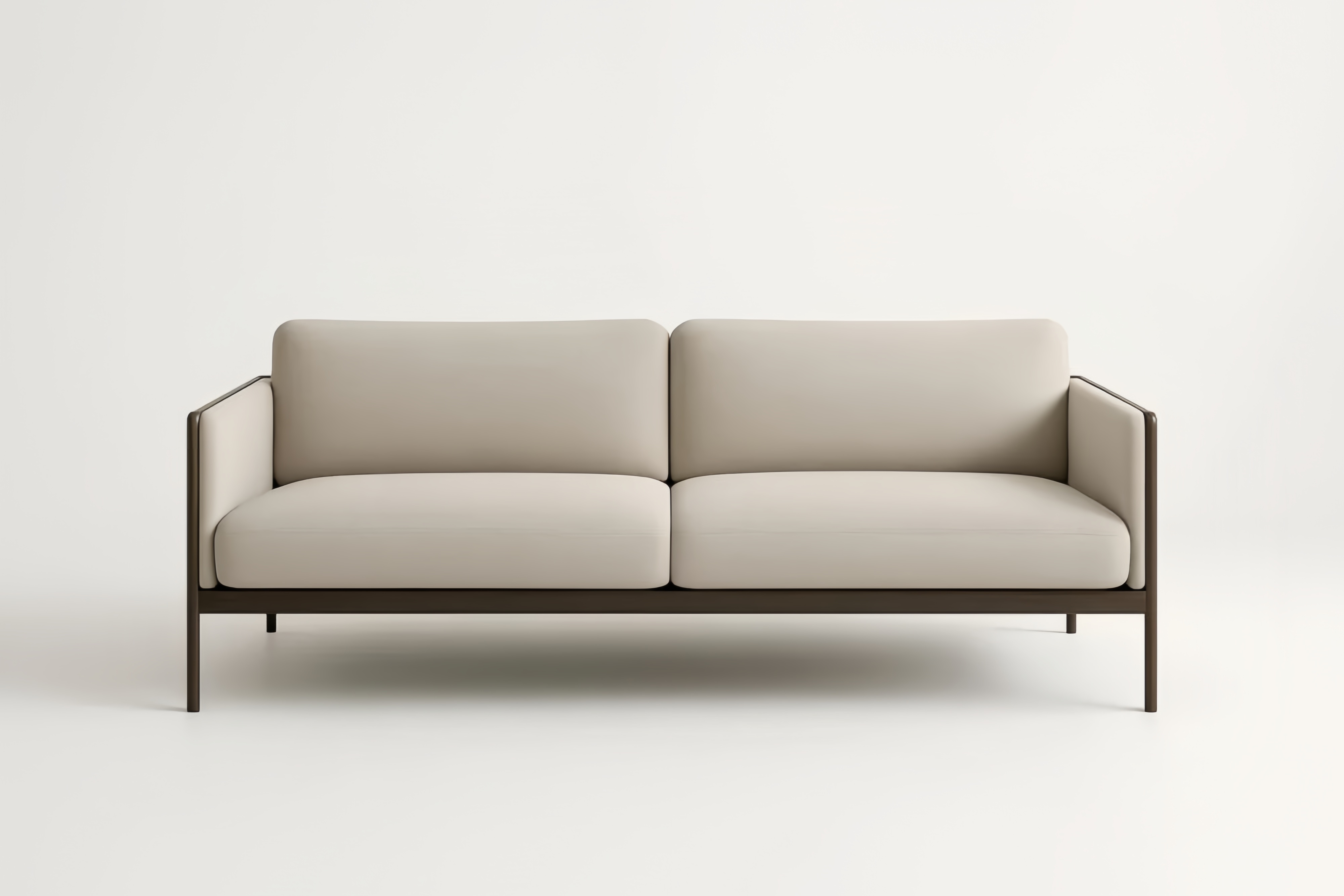 Divano a 2 Posti in Legno e Tessuto Beige 170x85x80 cm