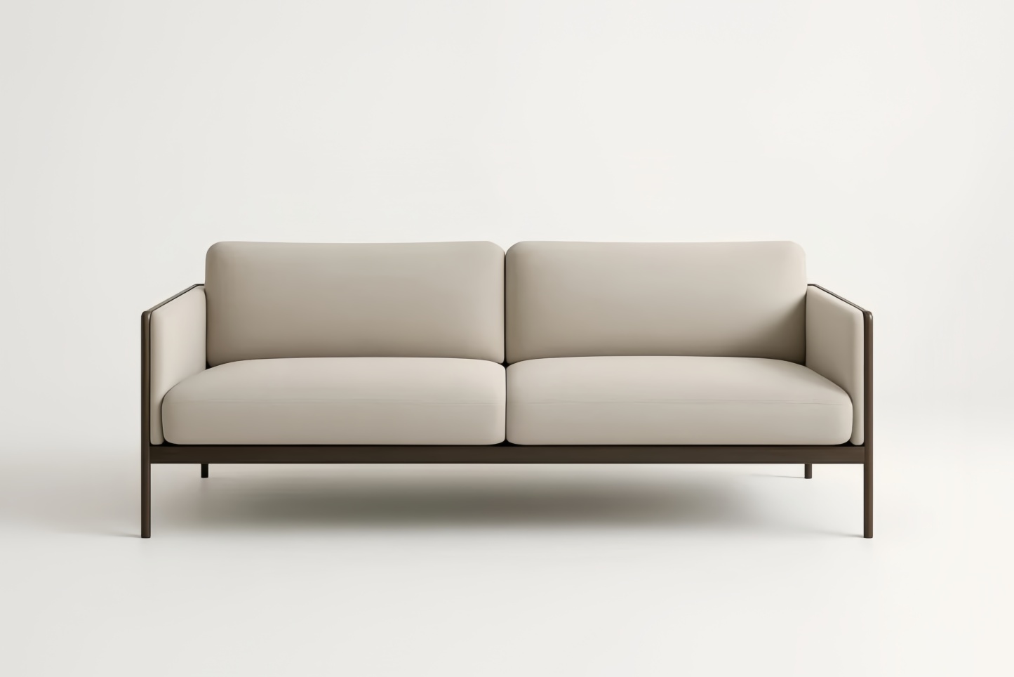 Divano a 2 Posti in Legno e Tessuto Beige 170x85x80 cm