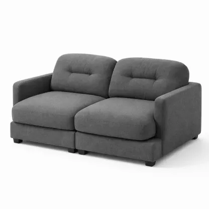 Sofa Grey Fabric Two-Seater Modular Design-FURNIAURA