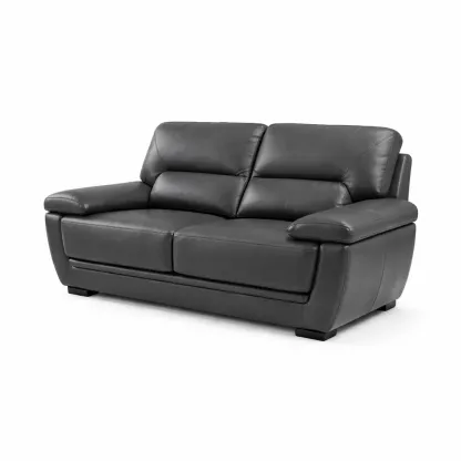 Sofa 3-Seater Top Grain Leather Dark Grey-FURNIAURA