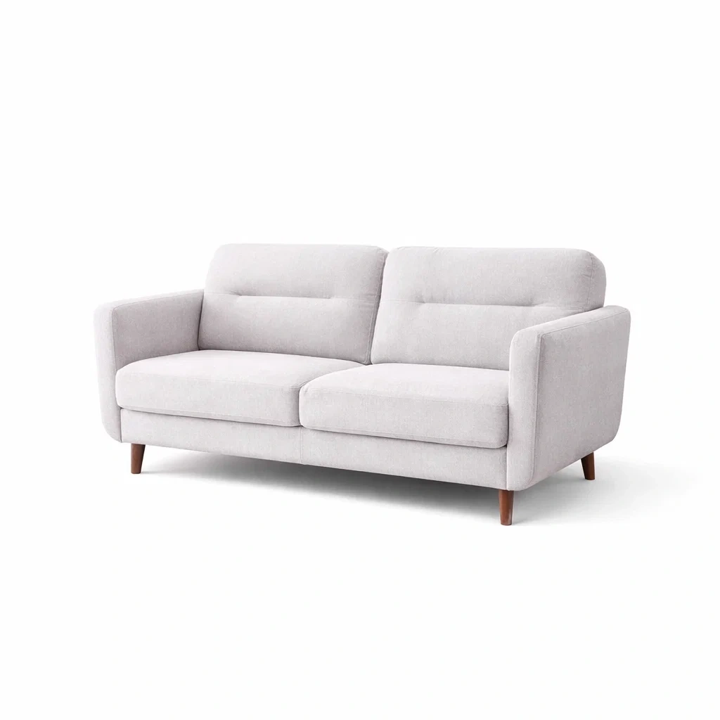 Sofa 3-Seater Polyester Fabric Light Grey-FURNIAURA