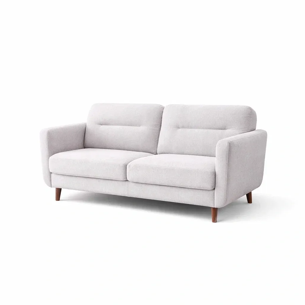 Sofa 3-Seater Polyester Fabric Light Grey-FURNIAURA