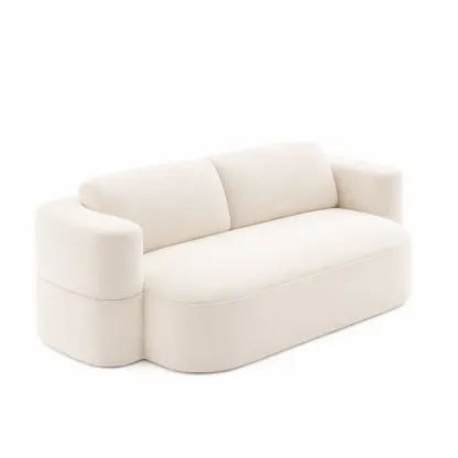 Sofa Curved Fabric with Foam Filling in Cream-FURNIAURA