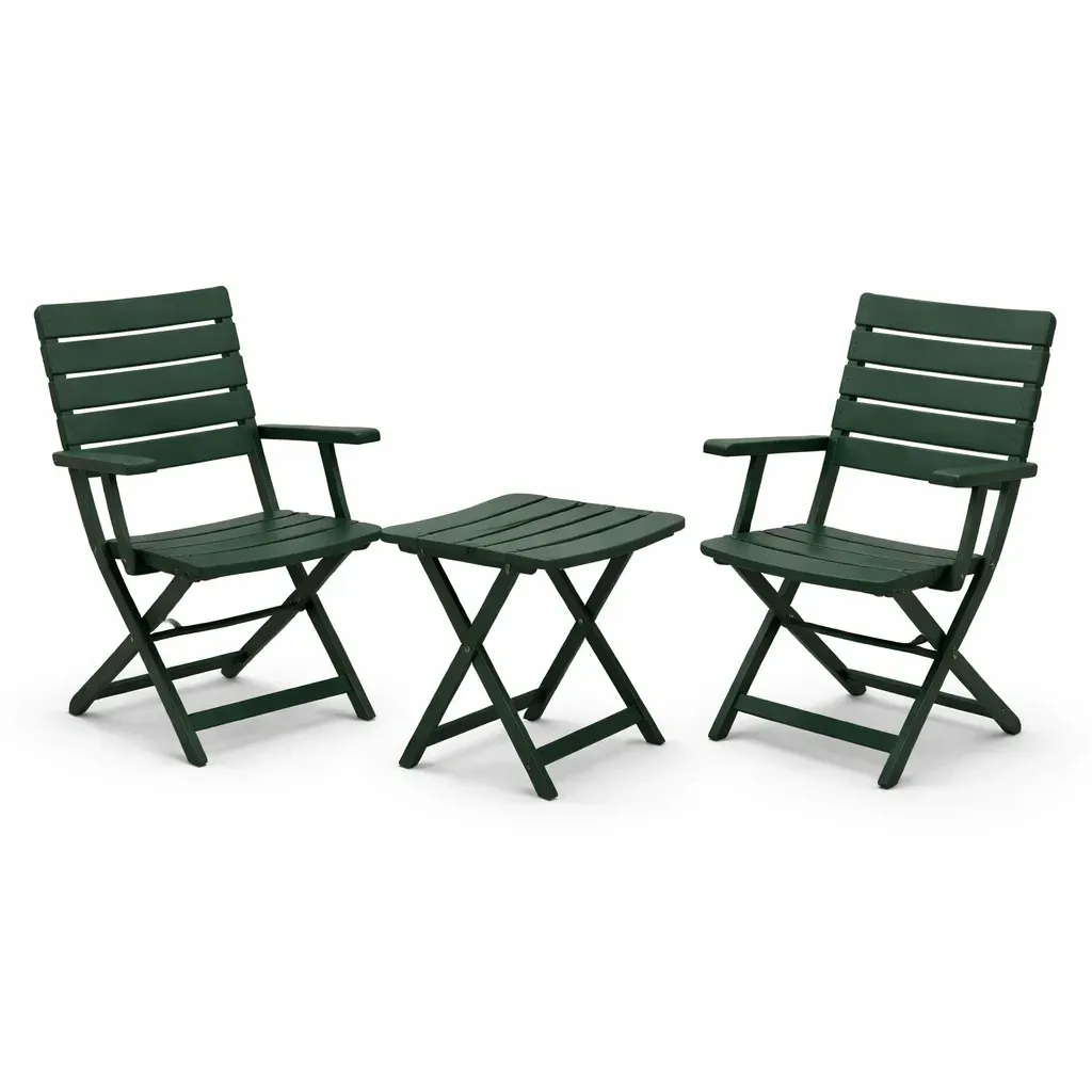 Table and Chair Set Wood Folding Chair and Table Green-FURNIAURA