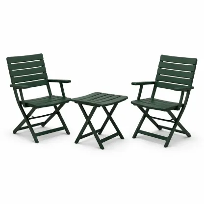 Table and Chair Set Wood Folding Chair and Table Green-FURNIAURA