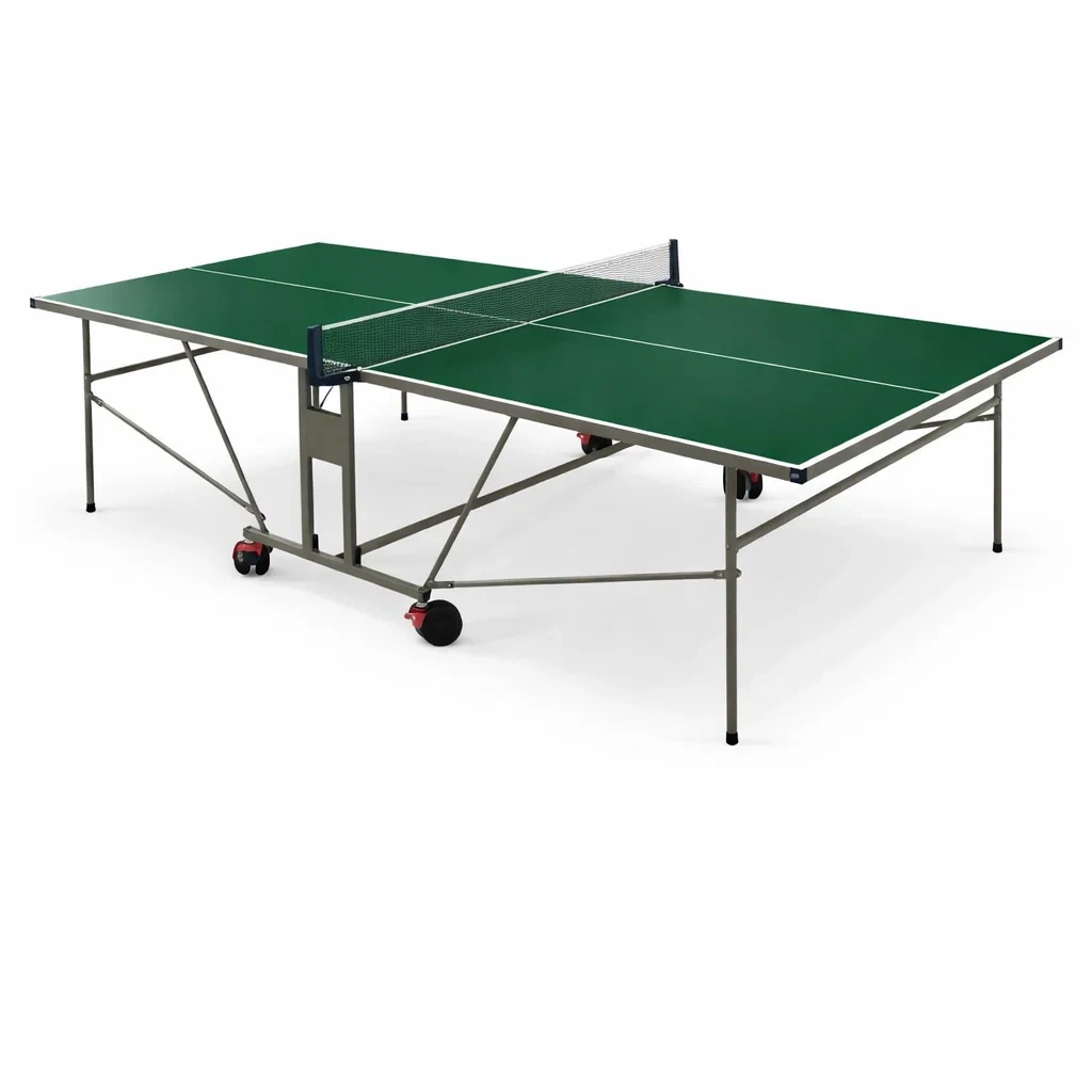 Folding Table Tennis Table with Green MDF Playing Surface and Steel Frame for Indoor and Outdoor Use-FURNIAURA
