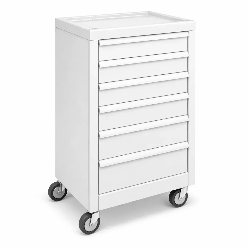 Tool Storage White Steel Storage Cabinet with Wheels 74 x 60 x 40 cm-FURNIAURA