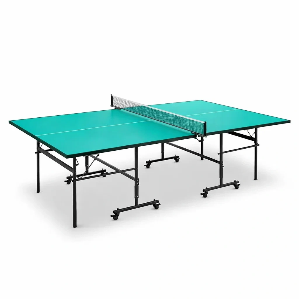 Folding Ping Pong Table with Green MDF Top and Steel Frame, 274 x 152.5 x 76 cm-FURNIAURA