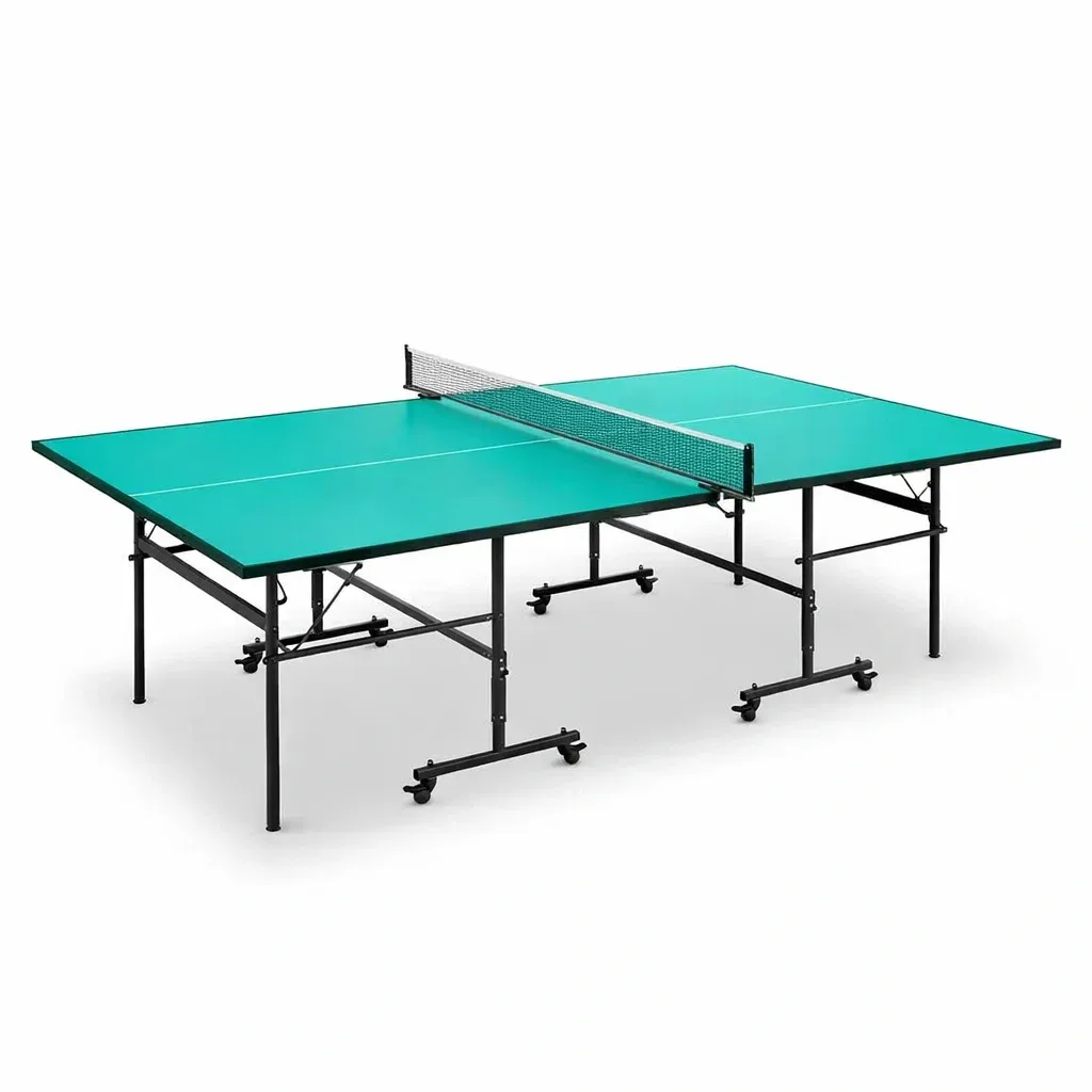 Folding Ping Pong Table with Green MDF Top and Steel Frame, 274 x 152.5 x 76 cm-FURNIAURA