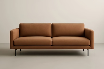 Divano Due Posti Tessuto Marrone con Gambe in  Alluminio, cuscini  200x90x80cm