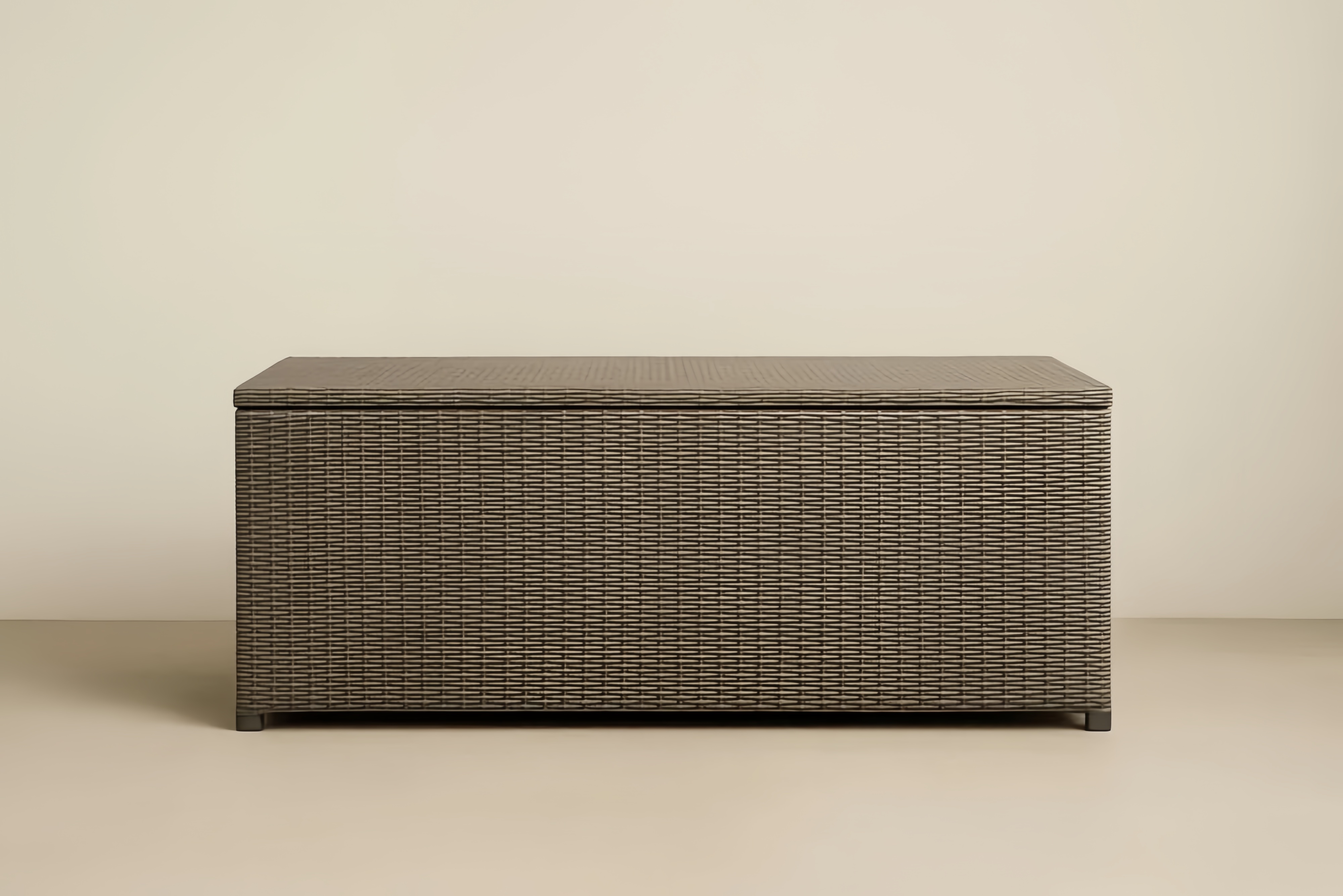 Baule contenitore in rattan sintetico marrone per esterno