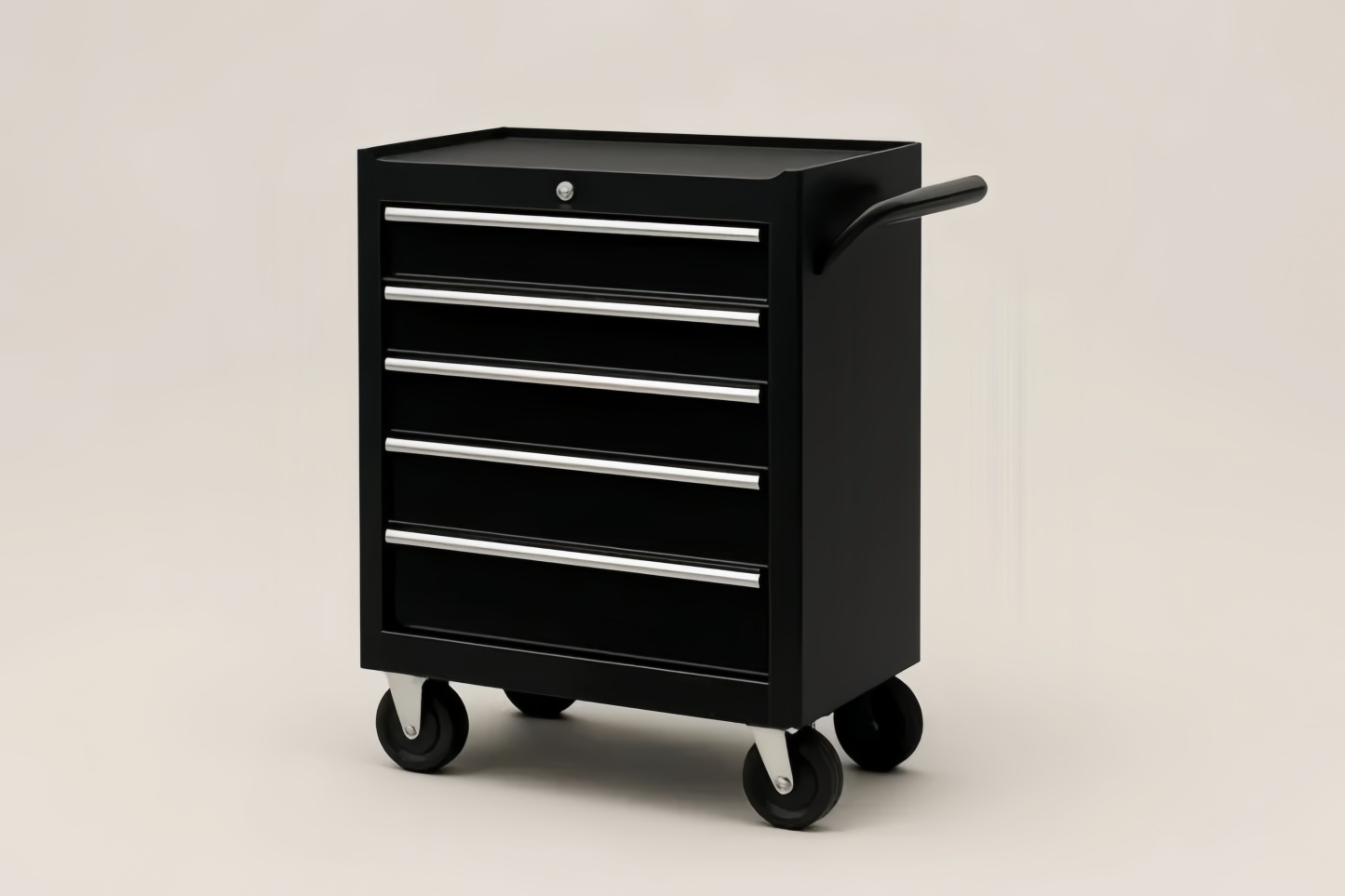 Carrello Porta Attrezzi in Acciaio Nero con 5 Cassetti e Ruote